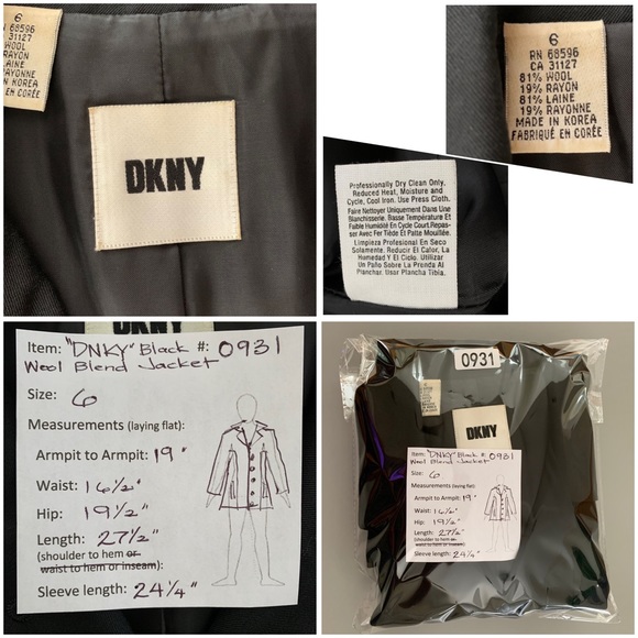 “DKNY” Black Wool Blend Jacket size 6 - Picture 13 of 14